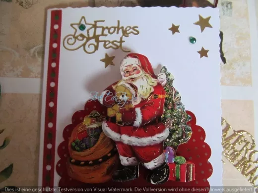 Weihnachtskarte mit 3-D-Motiv Nikolaus mit Teddy