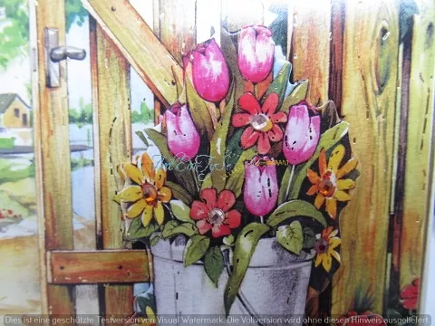 Ostergrußkarte mit 3-D-Motiv Blumen