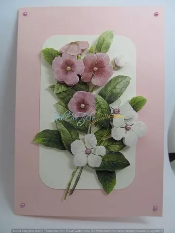 Blumengrusskarte 3-D-Motiv in rosa