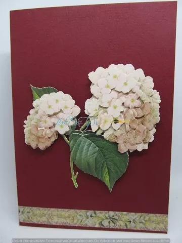 Filigrane Grusskarte mit Blumen-3-D-Motiv dunkelrot