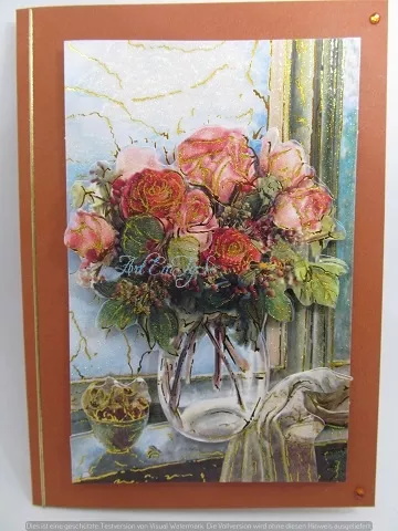 Grusskarte 3-D-Blumenvasen-Motiv