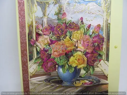 Grusskarte 3-D-Blumenvasen-Motiv