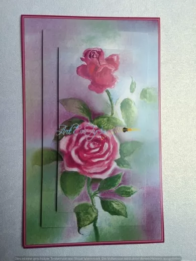 Grusskarte altrosa mit rosa/weissem Rosenmotiv