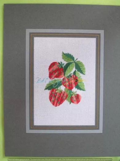 Passepartout-Stickbild-Erdbeeren