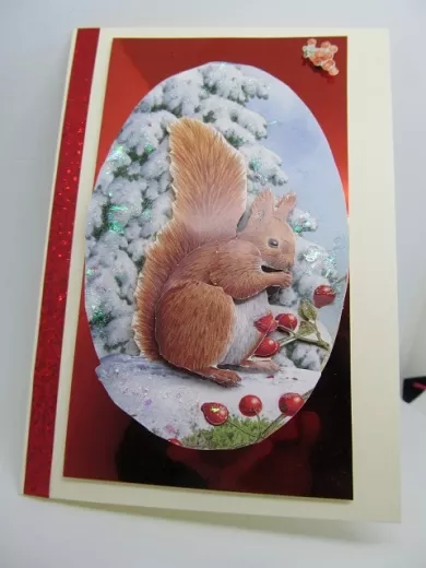 Winter-Grußkarte mit Eichhörnchen