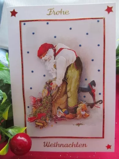Weihnachtskarte mit Nikolaus- 3-D-Motiv